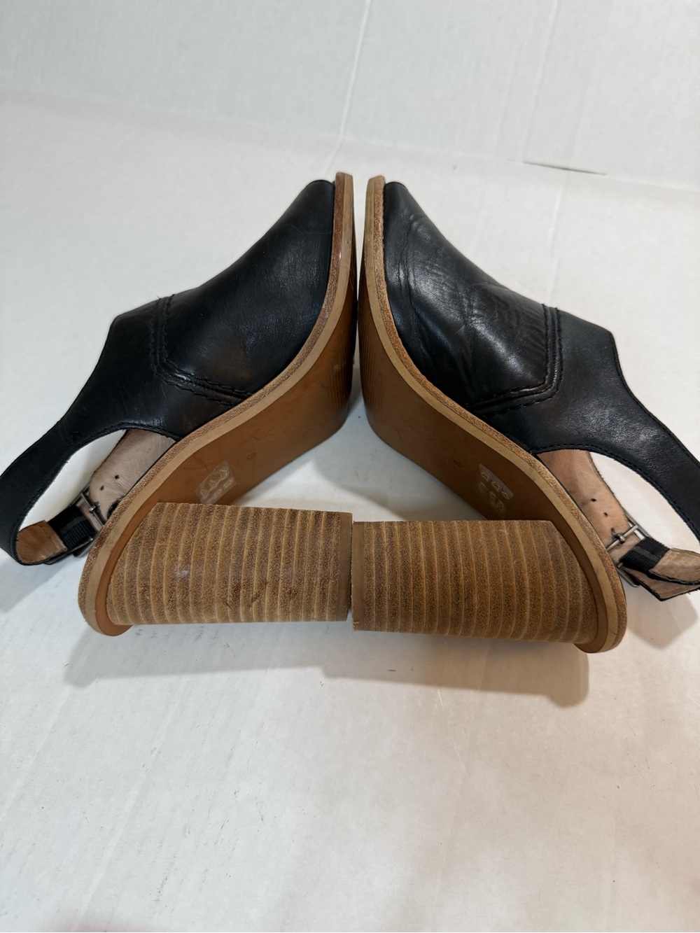 Madewell The Marie Black Leather Slingback Heeled Sandals Peep Toe Bootie Size 8 - Picture 7 of 12
